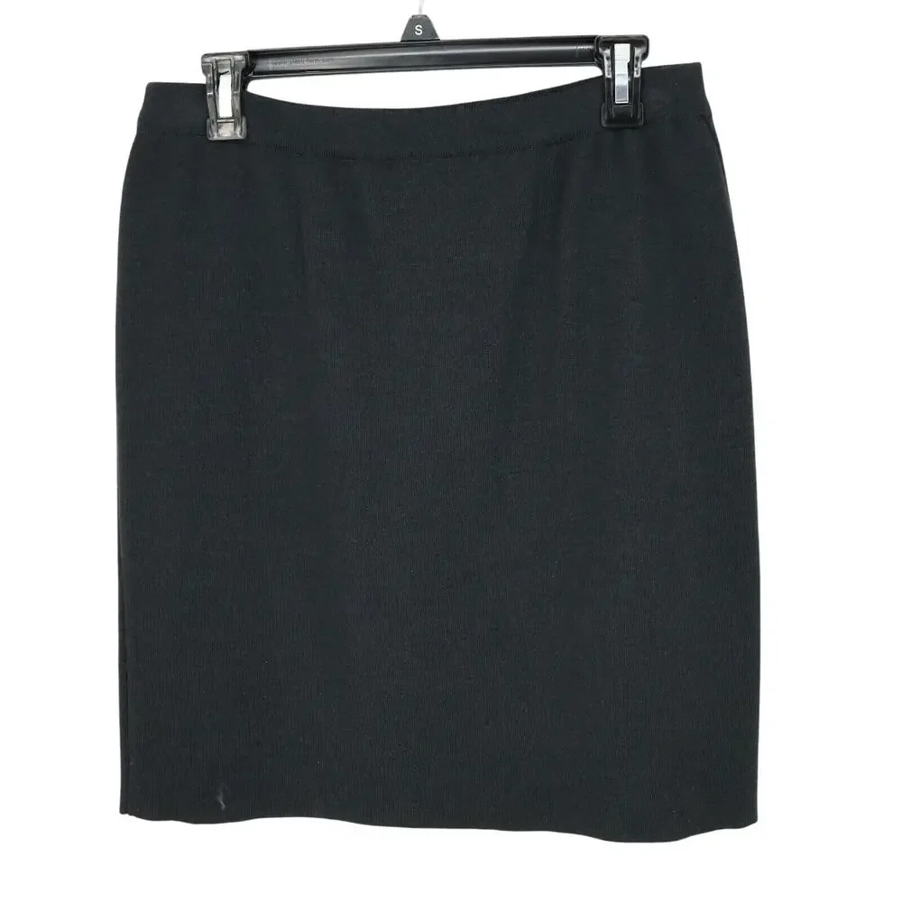 Laurel Escada Sweater Skirt Womens 8 US 40 EU Gray Black Wool Knit Pull On Vtg